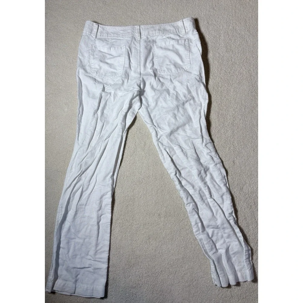 Banana Republic Linen Cotton Blend Pants Womens 14 White Pleated Casual Beach